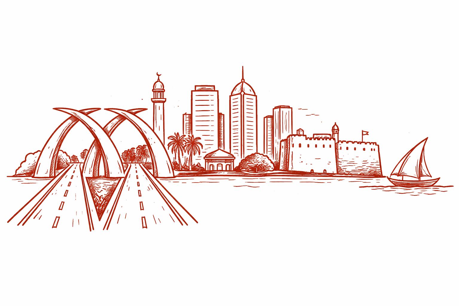 Mombasa skyline illustration